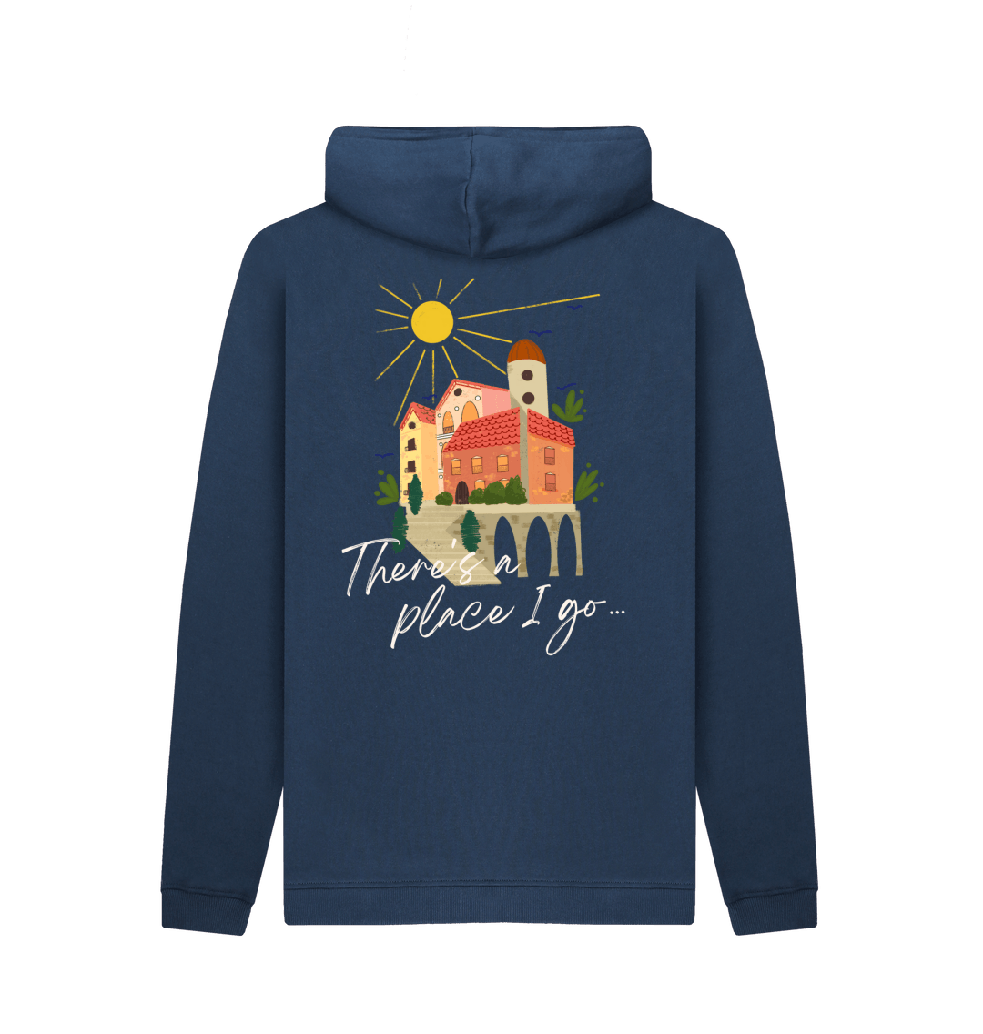 Navy Printed Hoody Back