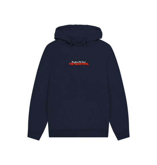 Navy Printed Hoody Front